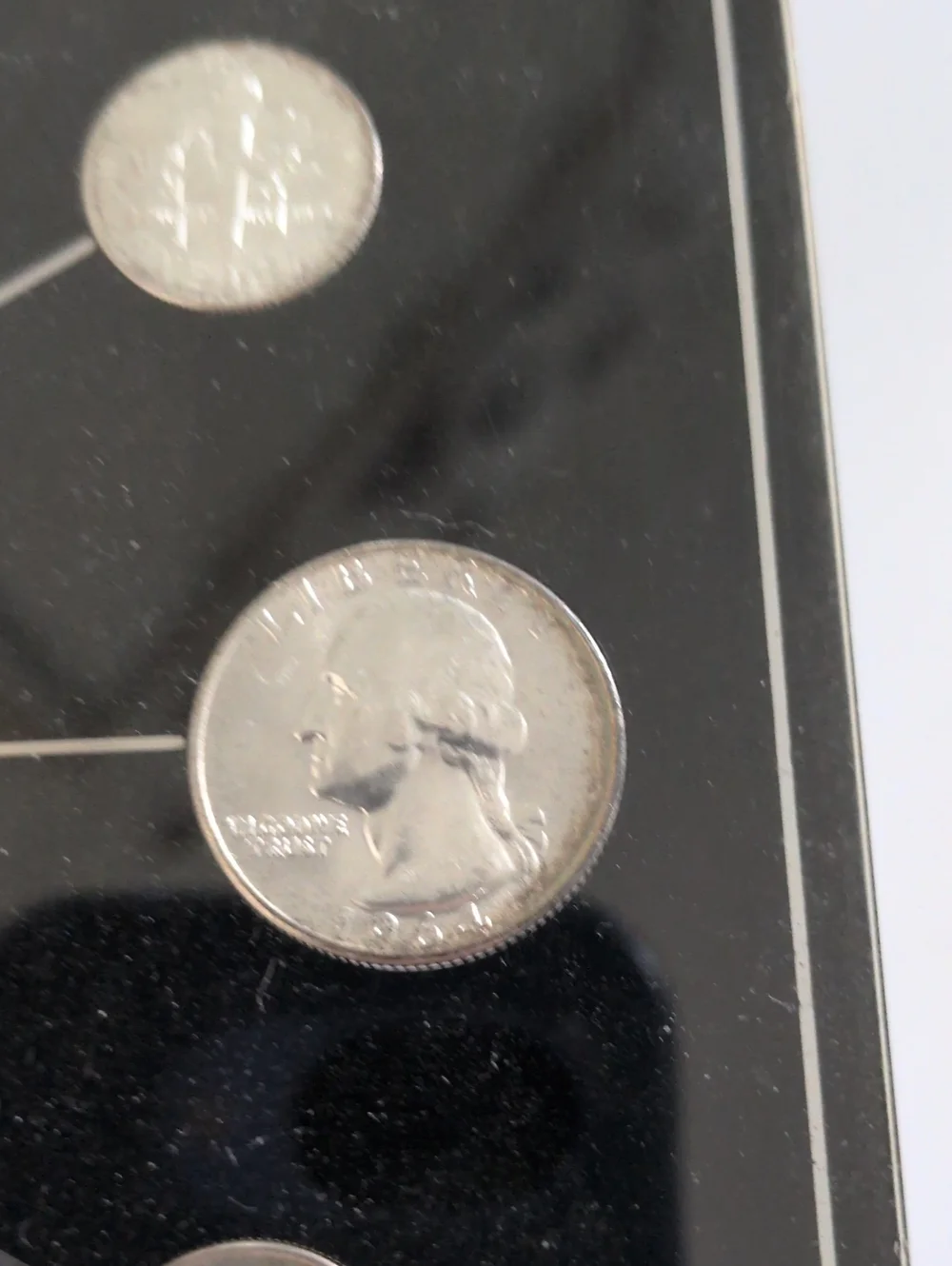 silver coinage clock 2 uncirulated kennedy halves, 8 dimes, 2 quarters, 1964